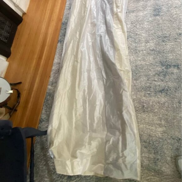 2 Custom 26W x 96L Gray/Ivory LINED Pinch Pleat Silk Curtains - Picture 2 of 9